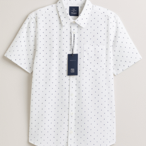 Men’s White Printed Short Sleeve Shirt